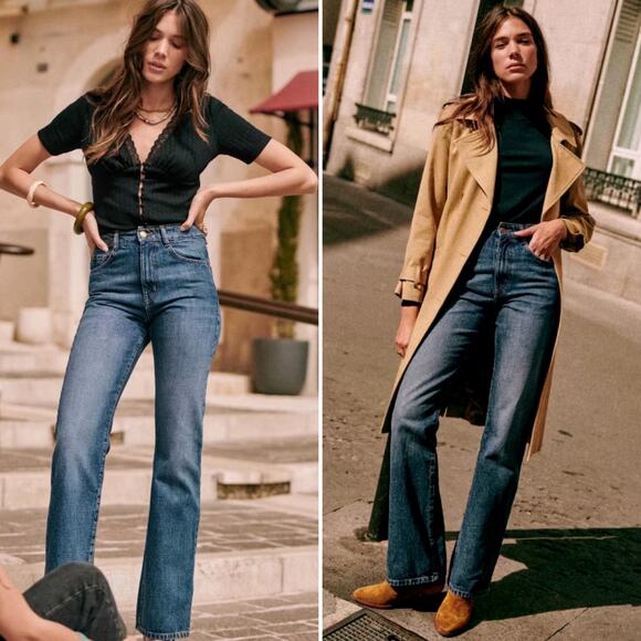 Sézane Serge High Rise Blue Jeans - Picture 1 of 16